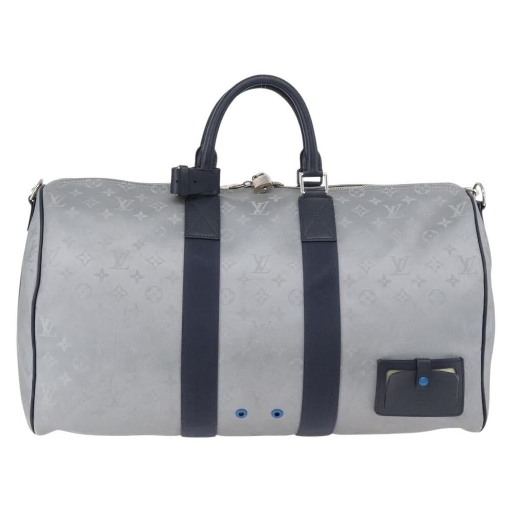 Louis Vuitton Monogram Satellite Keepall Bandouliere 50 Boston Bag Silver